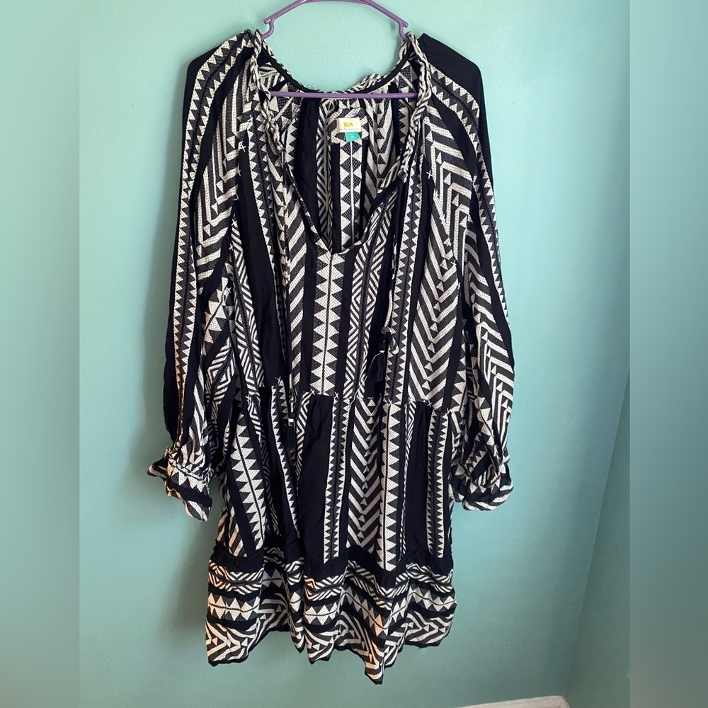 Maeve by Anthropologie Black and White Pattern Dress-Plus Size